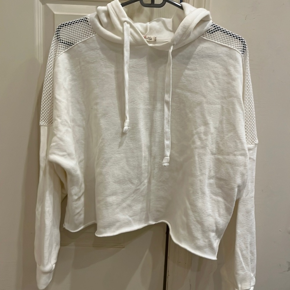 White cropped hooded sweatshirt. Size small